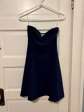 Charlotte Russe Navy Strapless Fit-and-Flare Dress